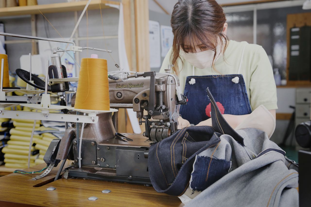 Stitching techniques passed down through generations are the secret of Kojima-made jeans’ comfortable fit. (Courtesy Betty Smith Jeans Museum)