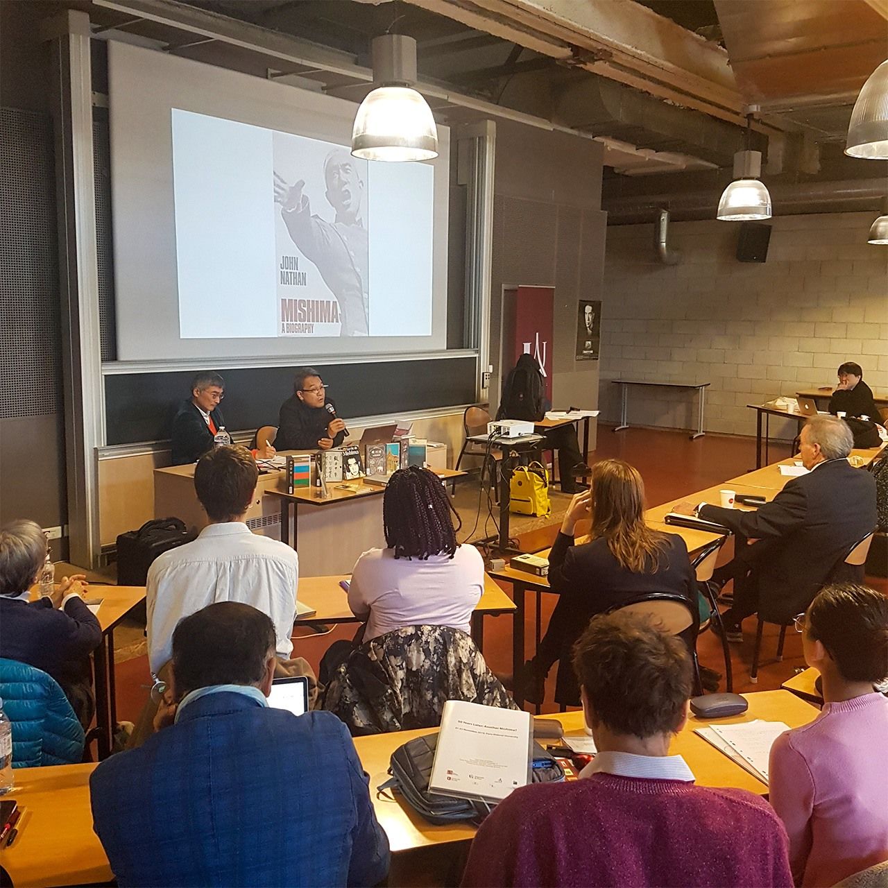 A three-day international Mishima Yukio symposium held at Paris Diderot University from November 21, 2019. (© Jérémy Marcellin)