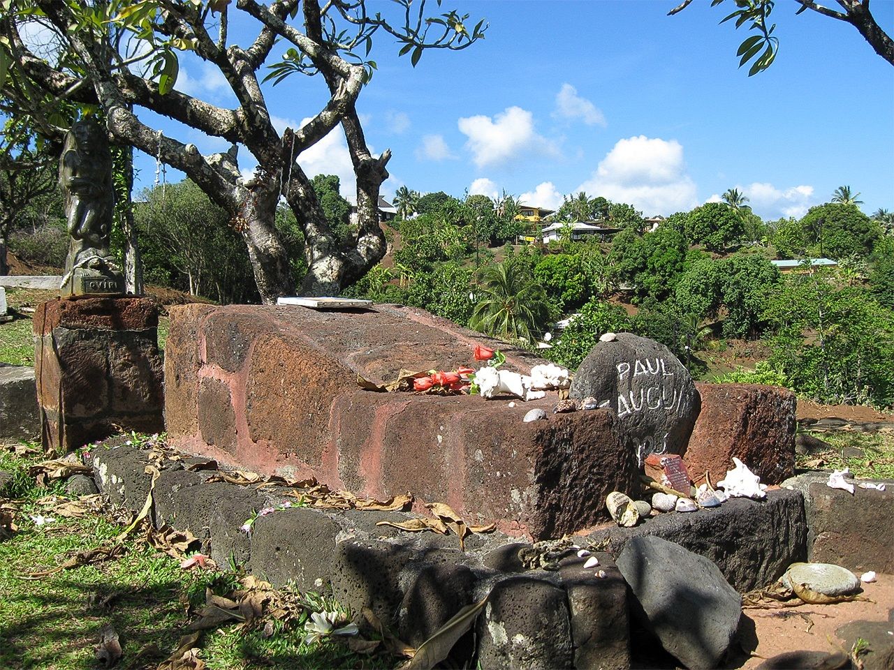 The grave of artist and former Paris stockbroker Paul Gauguin in Hiva Oa.