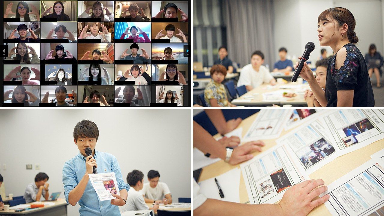 Workshops with Wakamon contributor students. (© Dentsū)