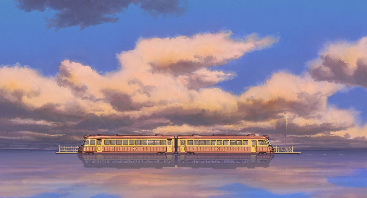 In a memorable sequence, Chihiro takes a train journey. (© 2001 Studio Ghibli/NDDTM)