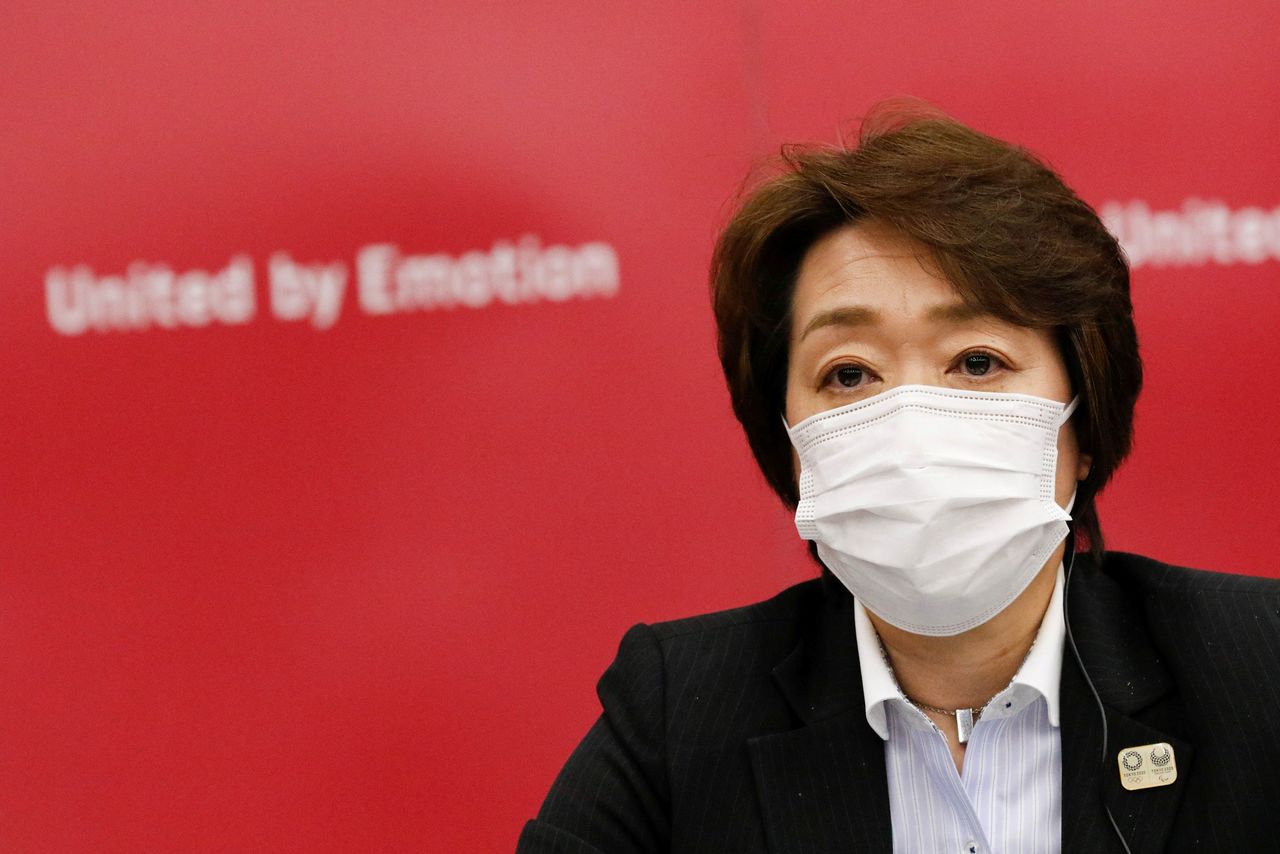 Seiko Hashimoto, President of the Tokyo Organising Committee of the Olympic and Paralympic Games, attends a four-party meeting at Harumi Island Triton Square Tower Y in Tokyo, Japan August 16, 2021. Rodrigo Reyes Marin/Pool via REUTERS