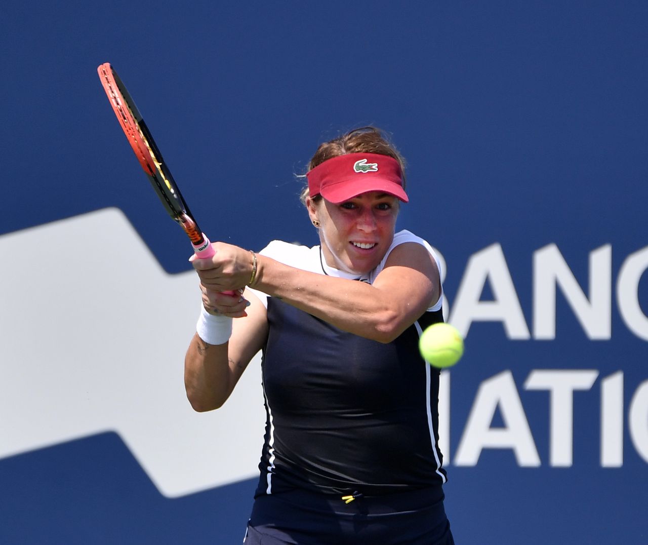 FILE PHOTO: Aug 10, 2021; Montreal, Quebec, Canada; Anastasia Pavlyuchenkova of Russia hits a shot against Caroline Garcia of France (not pictured) during first round play at Stade IGA. Mandatory Credit: Eric Bolte-USA TODAY Sports.