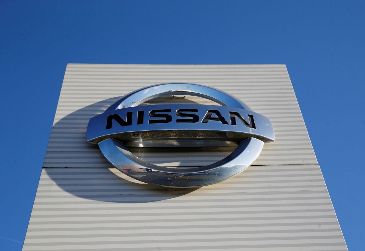 FILE PHOTO: The Nissan logo is seen at Nissan car plant in Sunderland, Britain February 4, 2019. REUTERS/Phil Noble