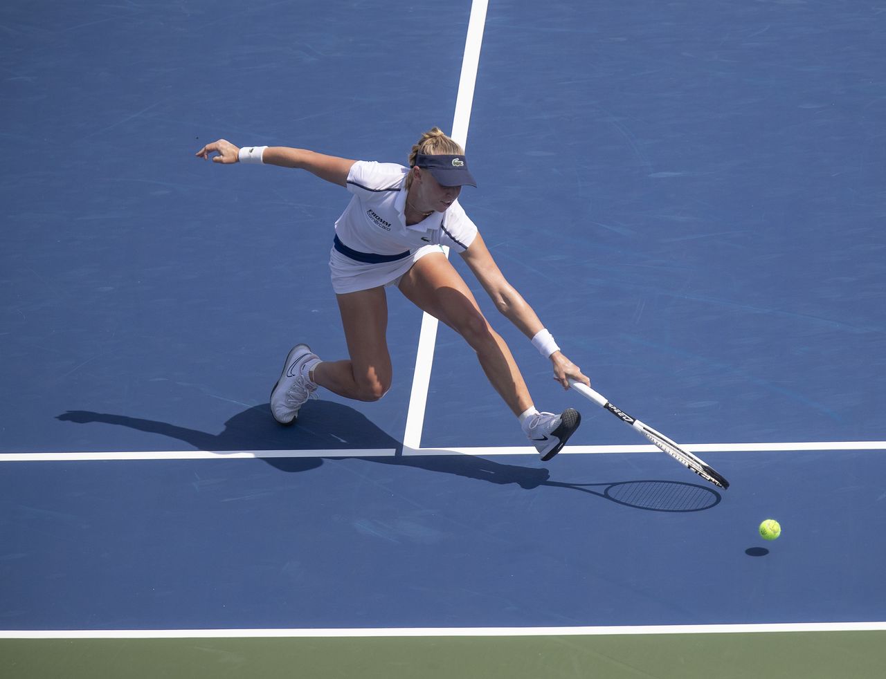 Aug 22, 2021; Mason, OH, USA; Jil Teichmann (SUI) returns a shot during her match against Ashleigh Barty (AUS not pictured) during the Western and Southern Open final at the Lindner Family Tennis Center. Mandatory Credit: Susan Mullane-USA TODAY Sports