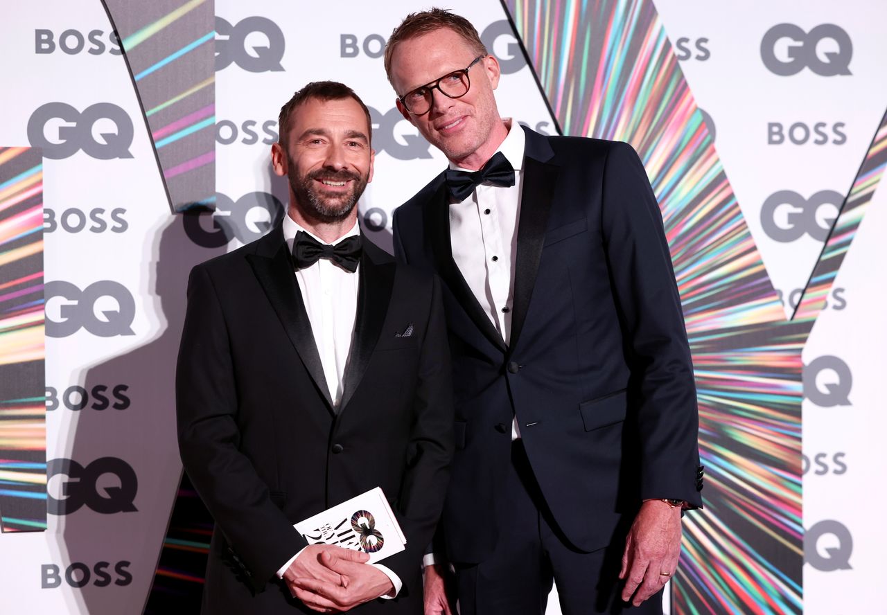Paul Bettany and Charlie Condou arrive to the GQ Men Of The Year Awards 2021 in London, Britain September 1, 2021. REUTERS/Henry Nicholls
