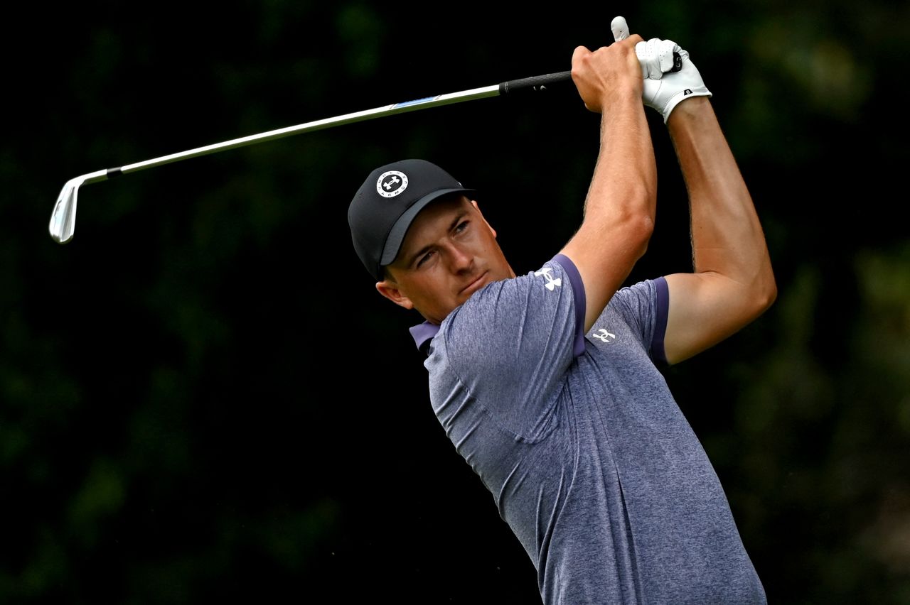 FILE PHOTO: Sep 2, 2021; Atlanta, Georgia, USA; Jordan Spieth plays his shot from the second tee during the first round of the Tour Championship golf tournament. Mandatory Credit: Adam Hagy-USA TODAY Sports