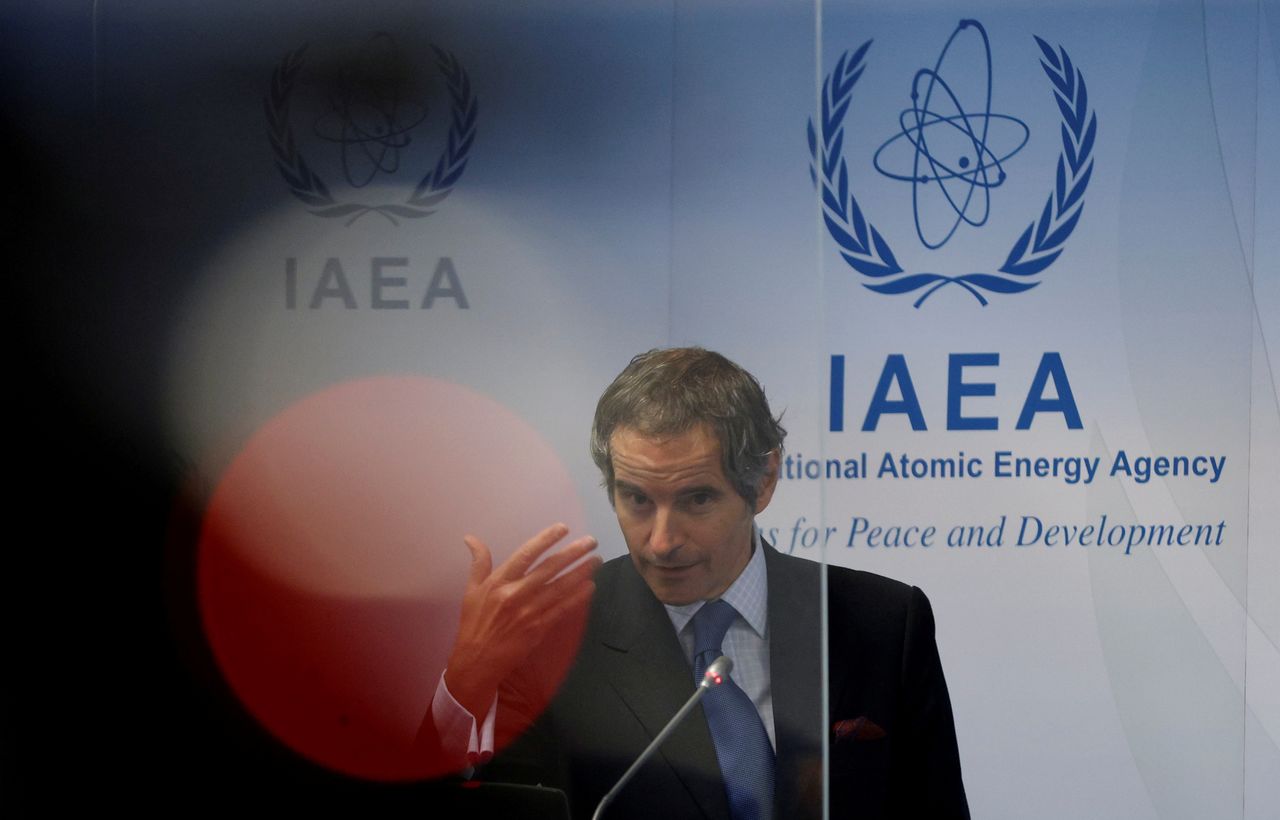 FILE PHOTO: International Atomic Energy Agency (IAEA) Director General Rafael Grossi attends a news conference during a board of governors meeting at the IAEA headquarters in Vienna, Austria, June 7, 2021.   REUTERS/Leonhard Foeger/File Photo