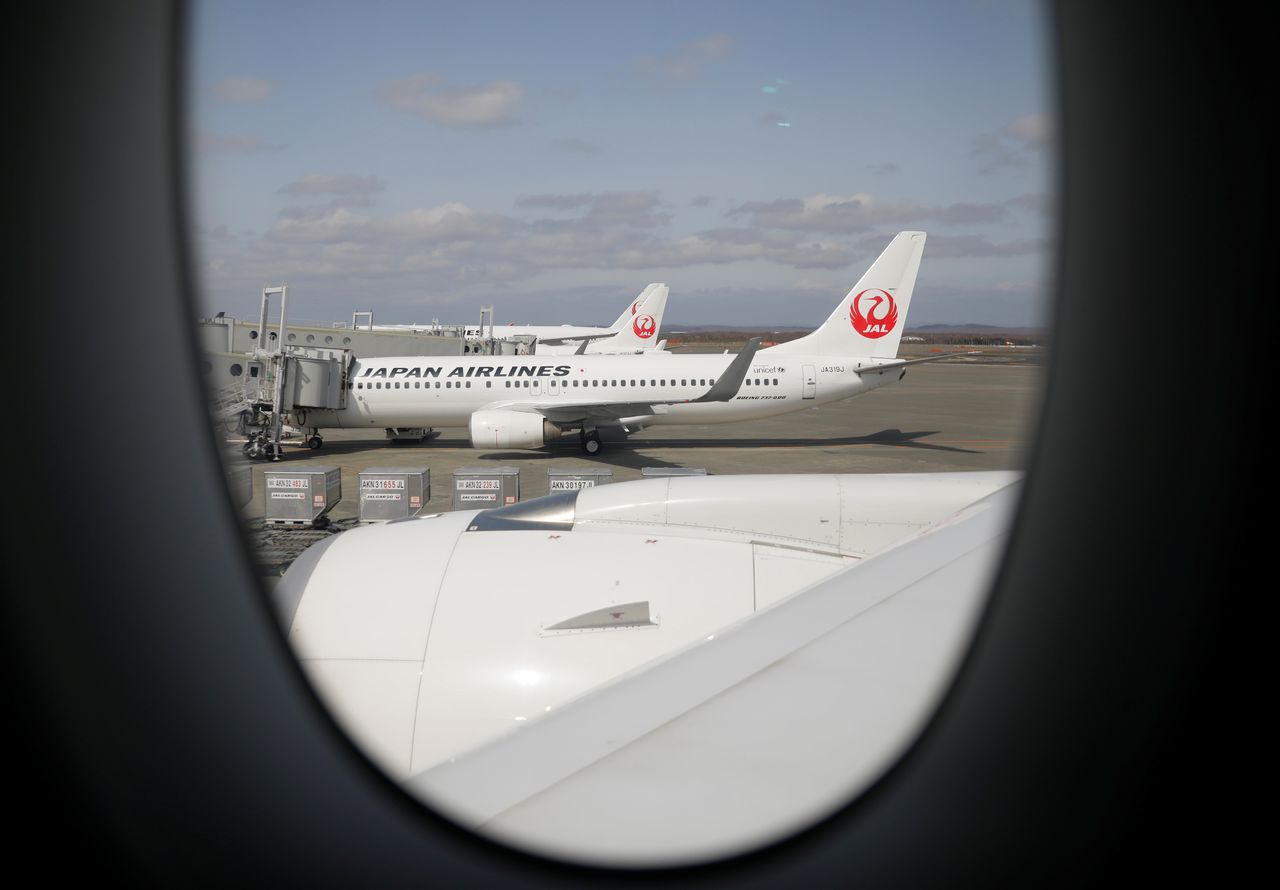 FILE PHOTO: Japan Airlines (JAL) planes sit on the tarmac at New Chitose Airport, in Sapporo, Hokkaido, Japan May 4, 2021. REUTERS/Issei Kato