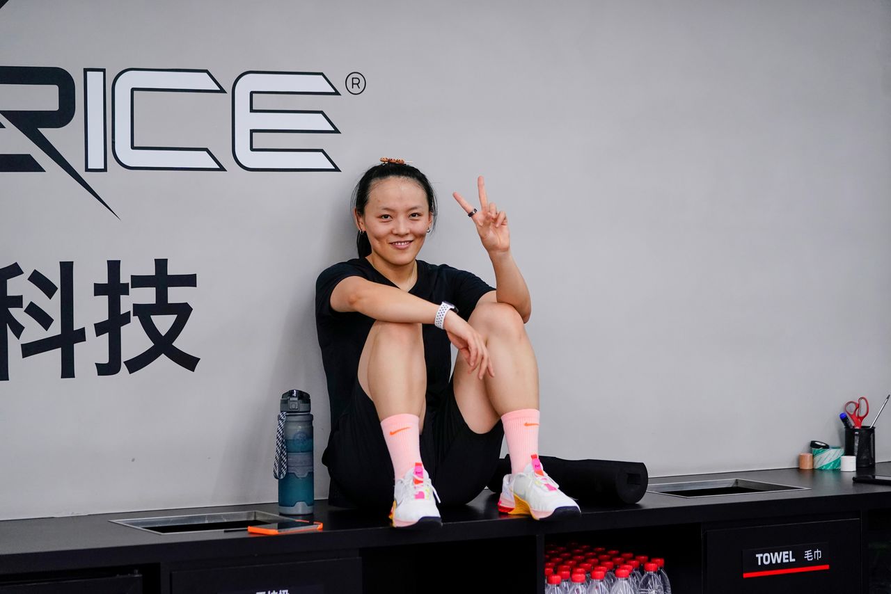 Chinese Olympic snowboarder Cai Xuetong poses for a photo at the UFC Performance Institute in Shanghai, China September 10, 2021. REUTERS/Aly Song