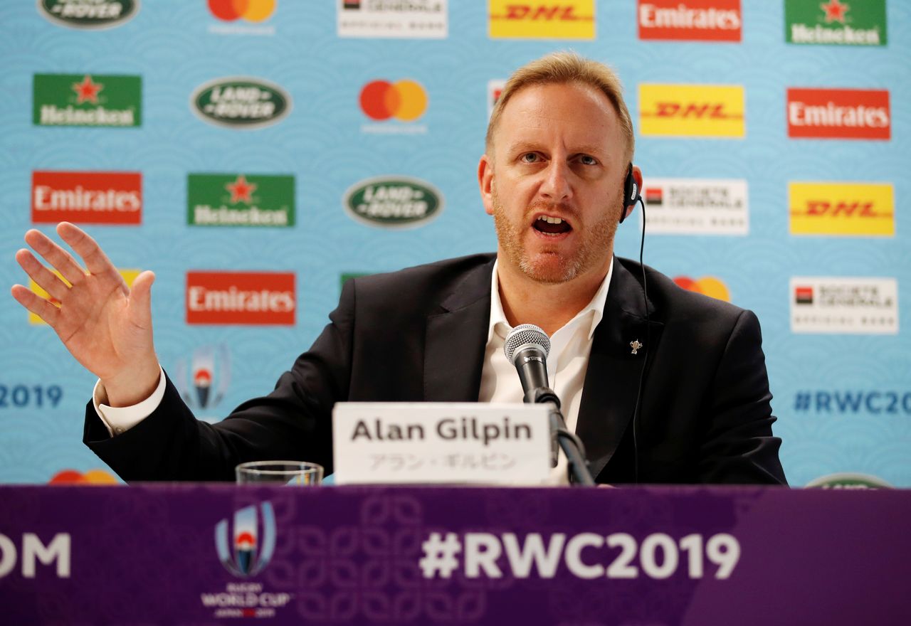 FILE PHOTO: Rugby Union - Rugby World Cup - World Rugby give update on preparations for Typhoon Hagibis - Tokyo, Japan - October 10, 2019  World Rugby Chief Operating Officer and Tournament Director Alan Gilpin during the press conference REUTERS/Matthew Childs/File Photo