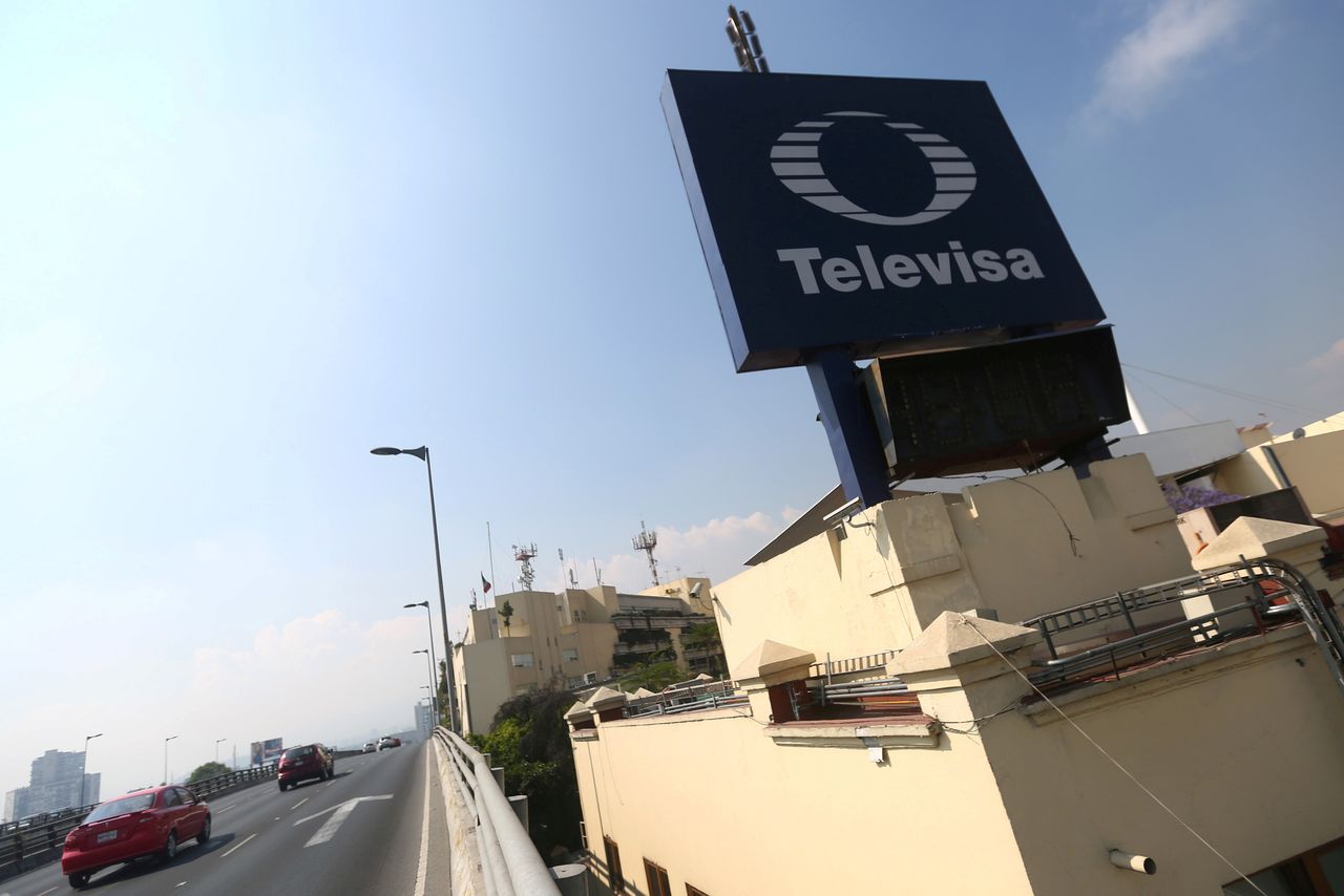 FILE PHOTO: The logo of broadcaster Televisa is seen outside its headquarters in Mexico City, Mexico, March 9, 2017.  REUTERS/Edgard Garrido/File Photo