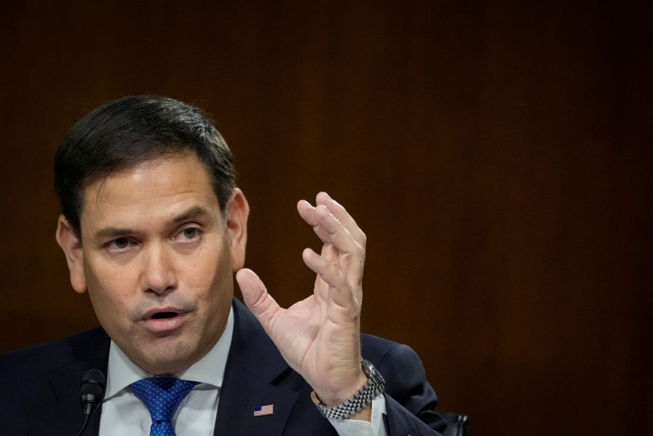 FILE PHOTO: U.S. Senator Marco Rubio (R-FL) questions U.S. Secretary of State Antony Blinken during a Senate Foreign Relations Committee hearing to examine the United States withdrawal from Afghanistan, on Capitol Hill in Washington, District of Columbia, U.S., September 14, 2021. Drew Angerer/Pool via REUTERS
