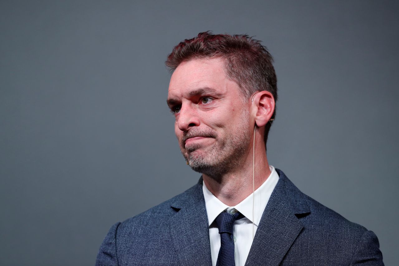 Soccer Football - Pau Gasol Press Conference - Theatre Liceu, Barcelona, Spain - October 5, 2021 Pau Gasol during the press conference REUTERS/Albert Gea