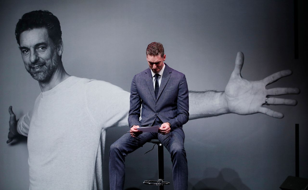 Soccer Football - Pau Gasol Press Conference - Theatre Liceu, Barcelona, Spain - October 5, 2021 Pau Gasol during the press conference REUTERS/Albert Gea