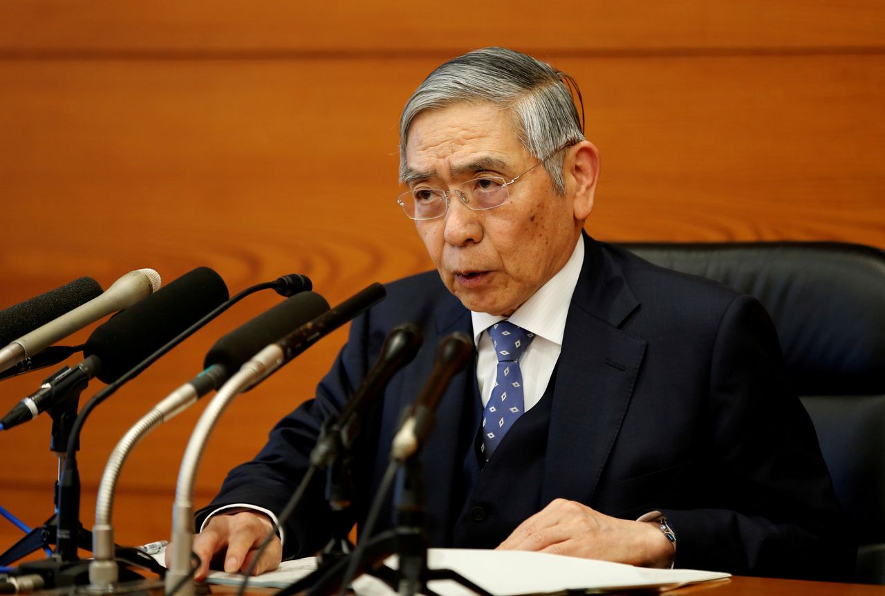 FILE PHOTO: Bank of Japan Governor Haruhiko Kuroda speaks at a news conference in Tokyo, Japan, January 21, 2020. REUTERS/Kim Kyung-Hoon/File Photo