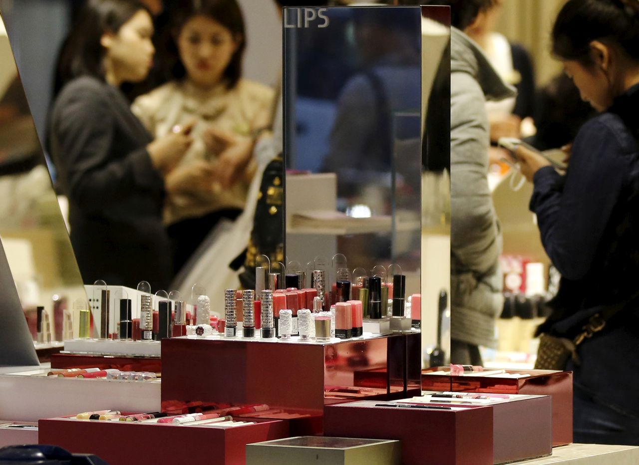 FILE PHOTO: Lipsticks are displayed at a shop of Shiseido Co in Tokyo, Japan, March 7, 2016. REUTERS/Toru Hanai/File Photo