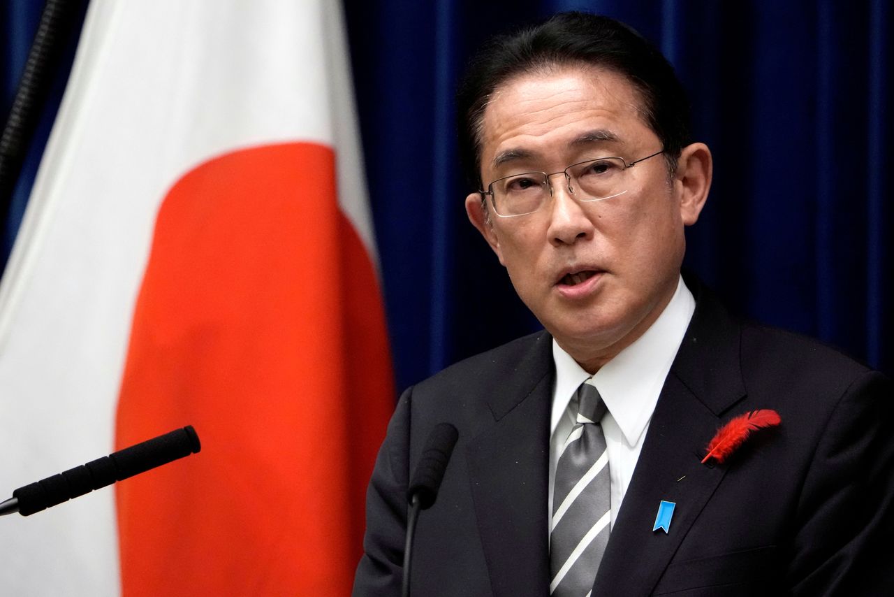 FILE PHOTO: Japanese Prime Minister Fumio Kishida speaks during a news conference at the prime minister