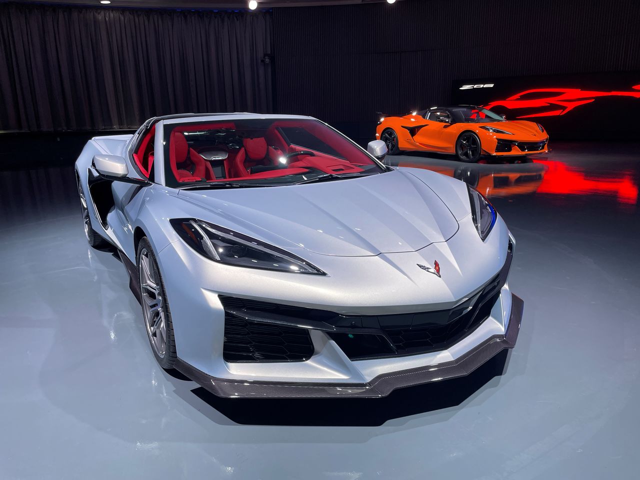 The 2023 Corvette Z06 is seen as it launches next summer, in Detroit, Michigan U.S., October 21, 2021. Picture taken October 21, 2021. REUTERS/Joe White