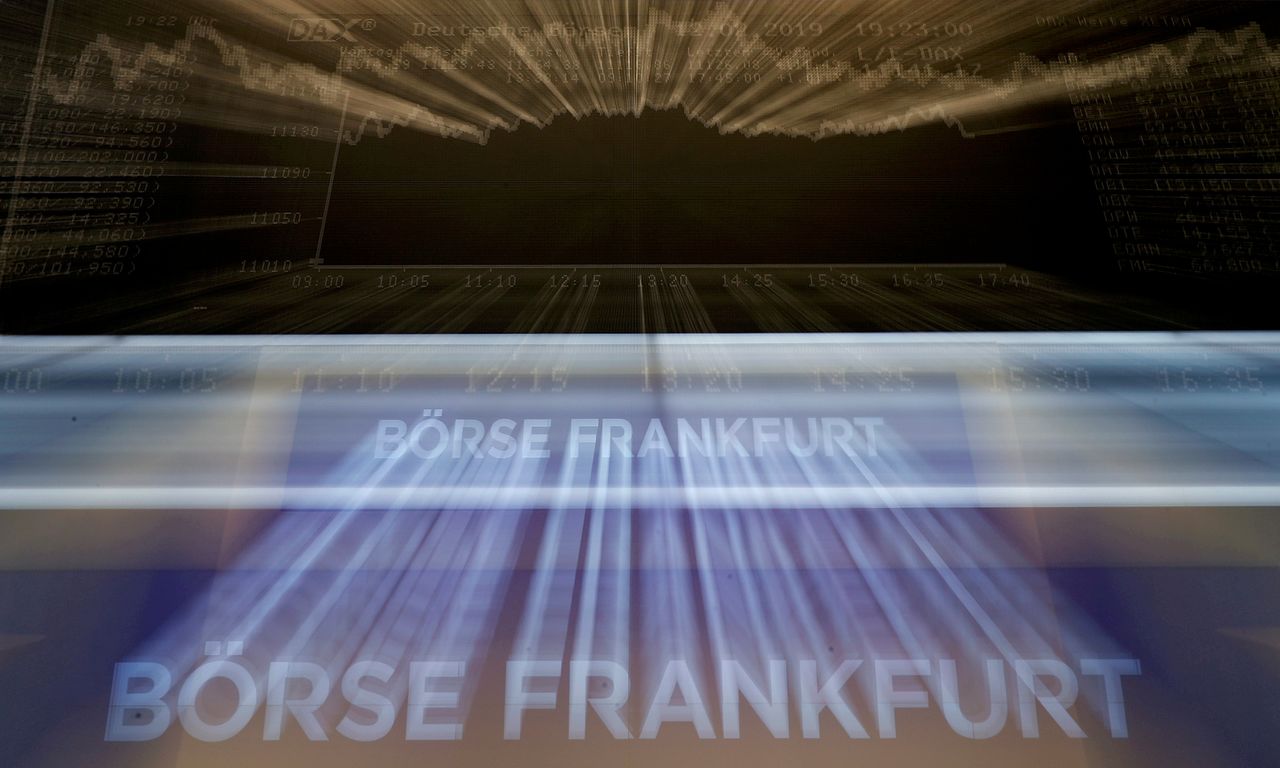 FILE PHOTO: The German share price index (DAX) board is seen at the end of a trading day at the German stock exchange (Deutsche Boerse) in Frankfurt, Germany, February 12, 2019. REUTERS/Kai Pfaffenbach/File Photo