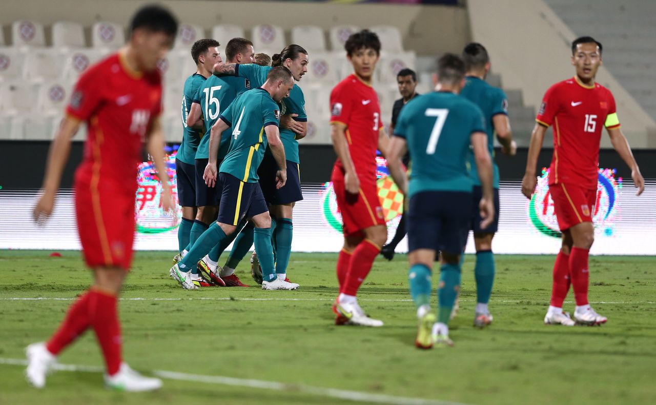 Soccer Football - World Cup - Asian Qualifiers - Third Round - Group B - China v Australia - Sharjah Stadium, Sharjah, United Arab Emirates - November 16, 2021 Australia