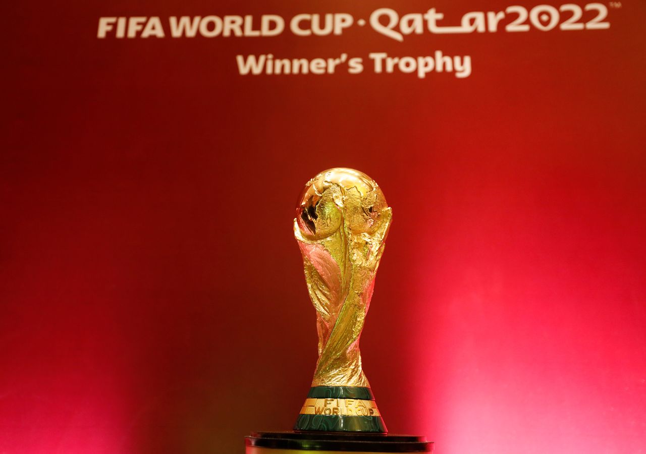FILE PHOTO: Soccer Football - 2022 World Cup - African Qualifiers Draw - Nile Ritz-Carlton Hotel, Cairo, Egypt - January 21, 2020 General view of the FIFA World Cup Trophy REUTERS/Mohamed Abd El Ghany
