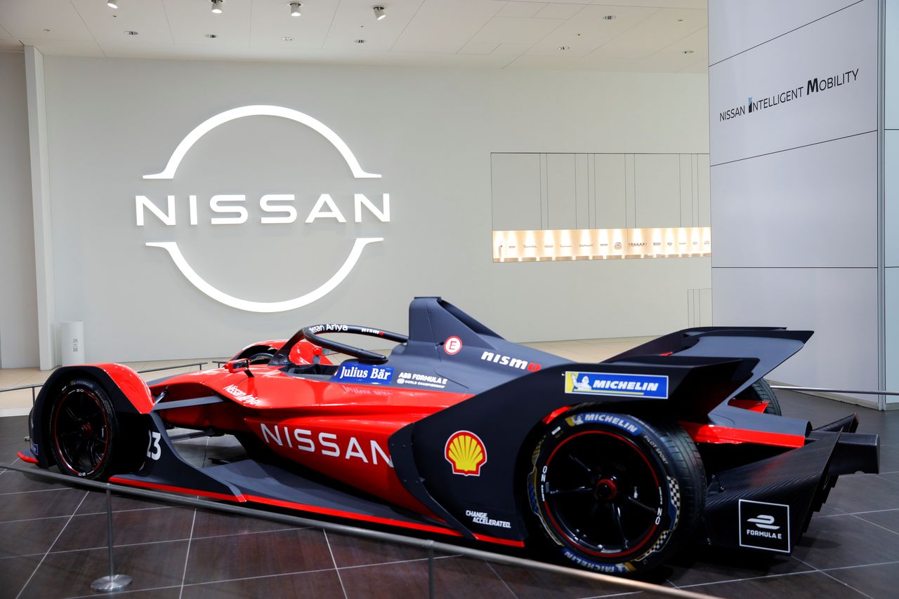 A Nissan Formula E race car on display at Nissan Gallery in Yokohama, Japan November 29, 2021. REUTERS/Androniki Christodoulou