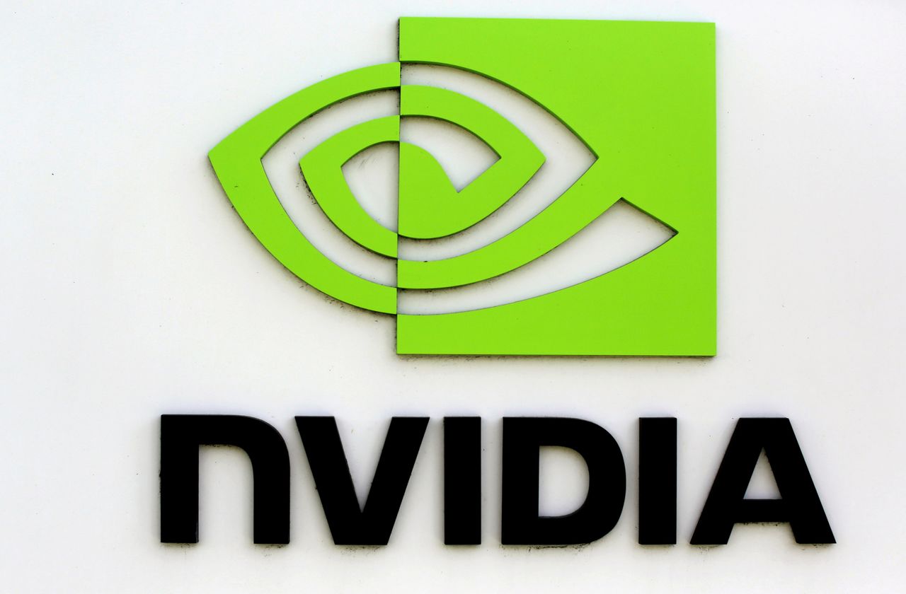 FILE PHOTO: The logo of technology company Nvidia is seen at its headquarters in Santa Clara, California February 11, 2015. . REUTERS/Robert Galbraith/File Photo