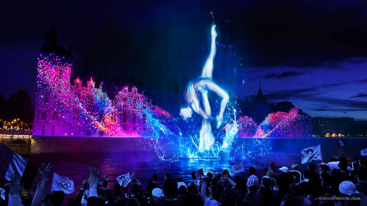 A visualisation of the 2024 Paris Olympic Games opening ceremony is pictured in this undated handout obtained December 13, 2021.  Paris 2024/Florian Hulleu/Handout via REUTERS