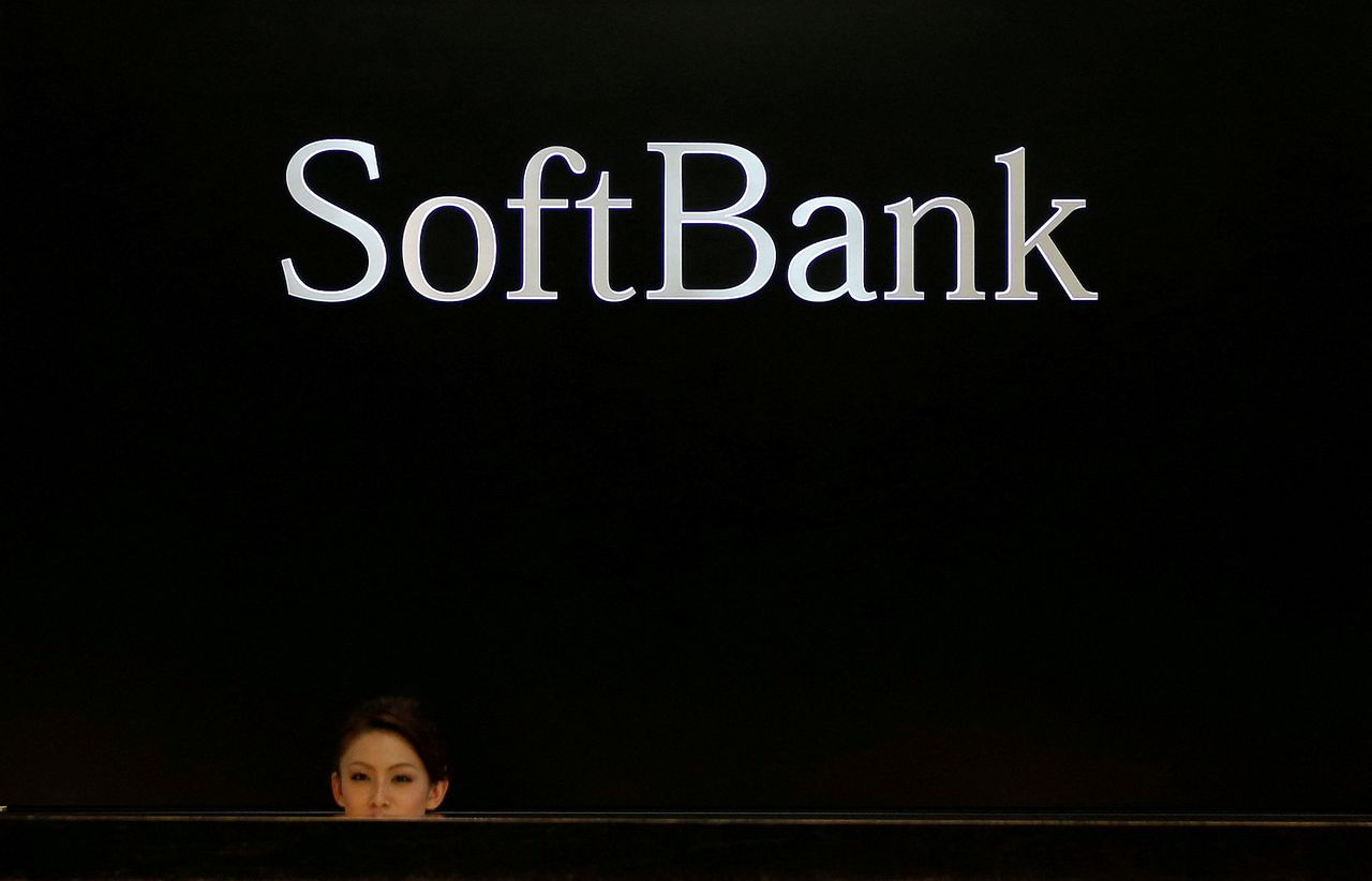 FILE PHOTO: The logo of SoftBank Group Corp is seen at the company