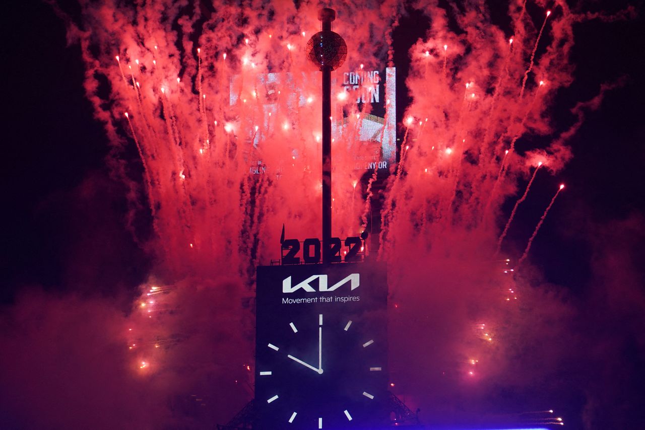 Fireworks are seen during the New Year