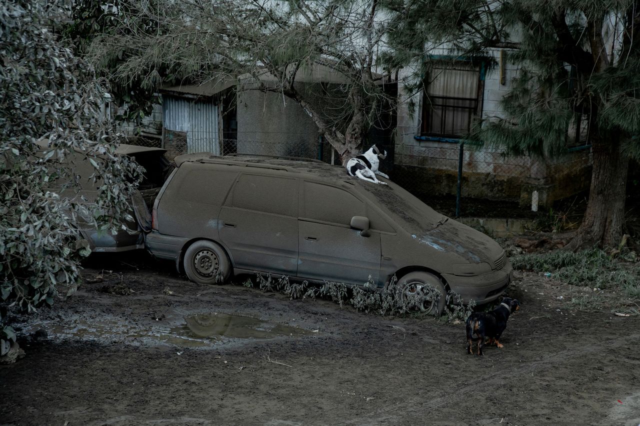 A car covered with ash is seen outside a house following volcanic eruption and Tsunami in Tongatapu, Tonga, January 16, 2022 in this picture obtained from social media. Malau Media/via REUTERS