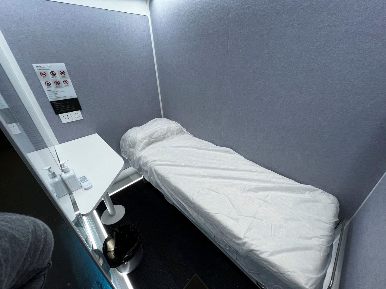 General view of the interior of a sleeping cabin placed in the 2022 Winter Olympics main media centre in Beijing, China, January 30, 2022. REUTERS/Angie Teo