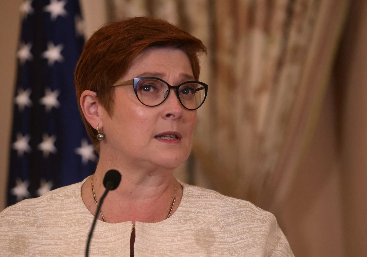 FILE PHOTO: Australian Foreign Minister and Minister for Women Marise Payne holds a joint press availability with Secretary Antony Blinken at the U.S. State Department building in Washington, U.S., May 13, 2021. REUTERS/Leah Millis