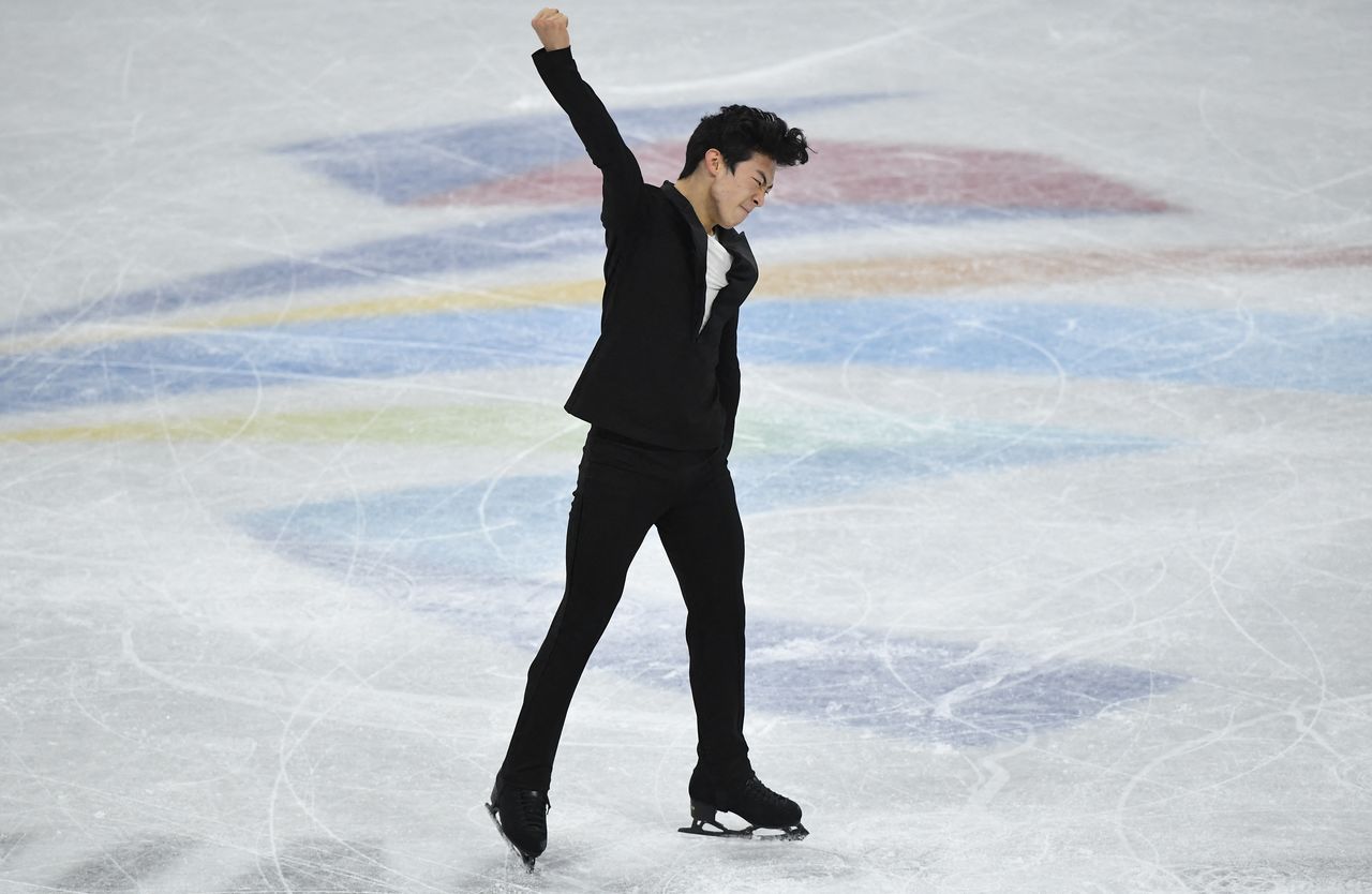 2022 Beijing Olympics - Figure Skating - Men Single Skating - Short Program - Capital Indoor Stadium, Beijing, China - February 8, 2022. Nathan Chen of the United States in action. REUTERS/Toby Melville