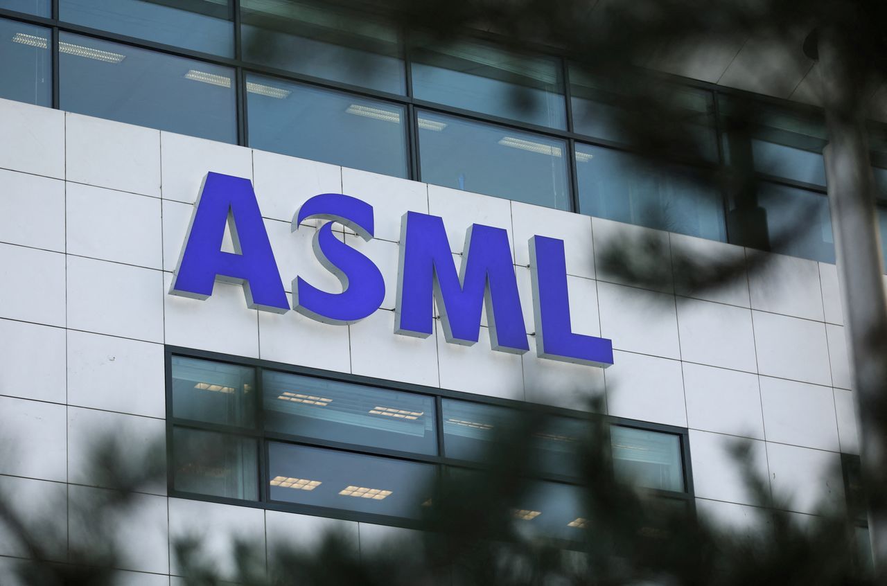FILE PHOTO: ASML Holding logo is seen at company