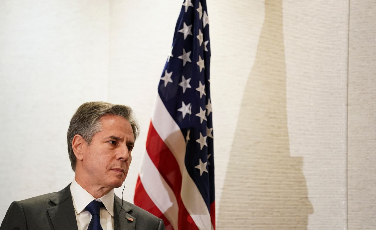 U.S. Secretary of State Antony Blinken takes part in a joint press availability at the Quad meeting of foreign ministers in Melbourne, Australia, February 11, 2022. REUTERS/Kevin Lamarque/Pool