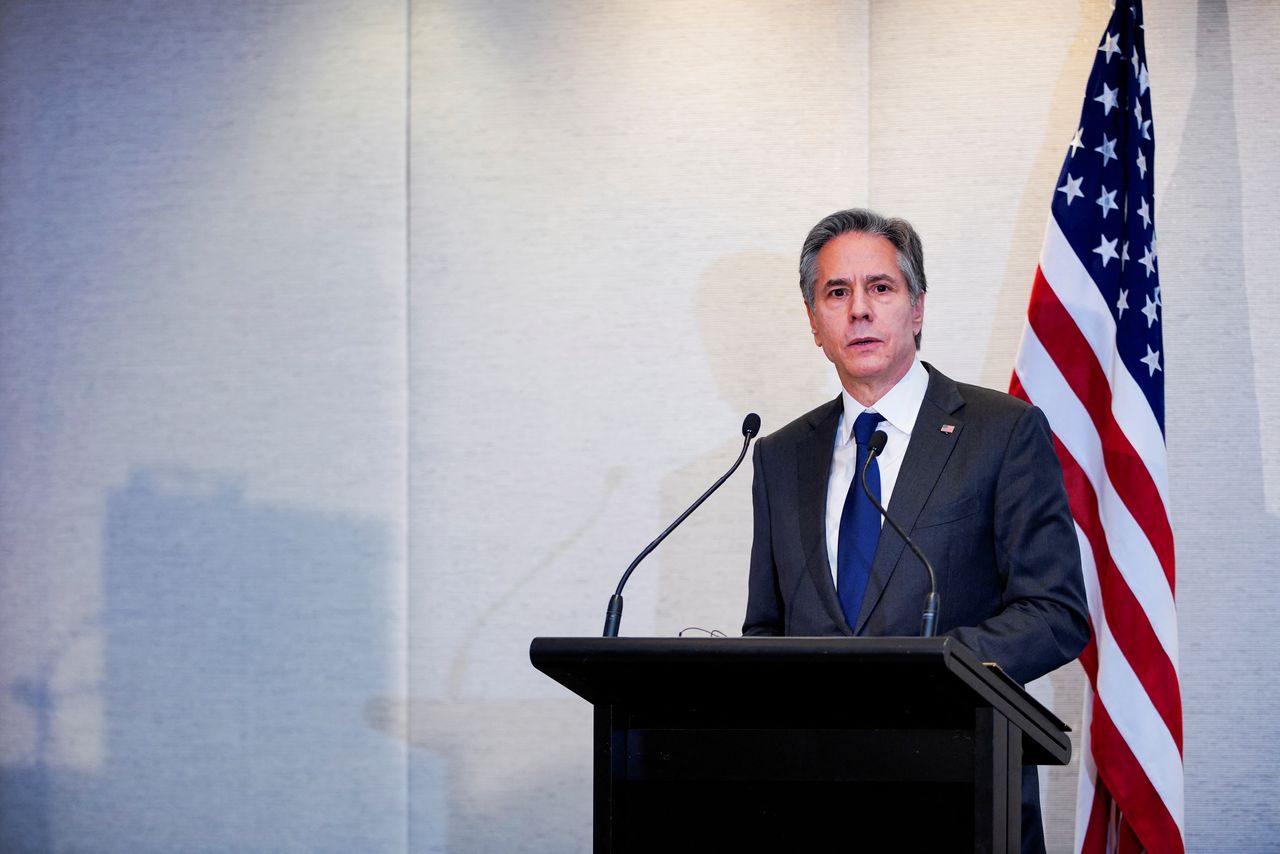 U.S. Secretary of State Antony Blinken speaks during a press conference of the Quadrilateral Security Dialogue (Quad) foreign ministers in Melbourne, Australia, February 11, 2022. REUTERS/Sandra Sanders