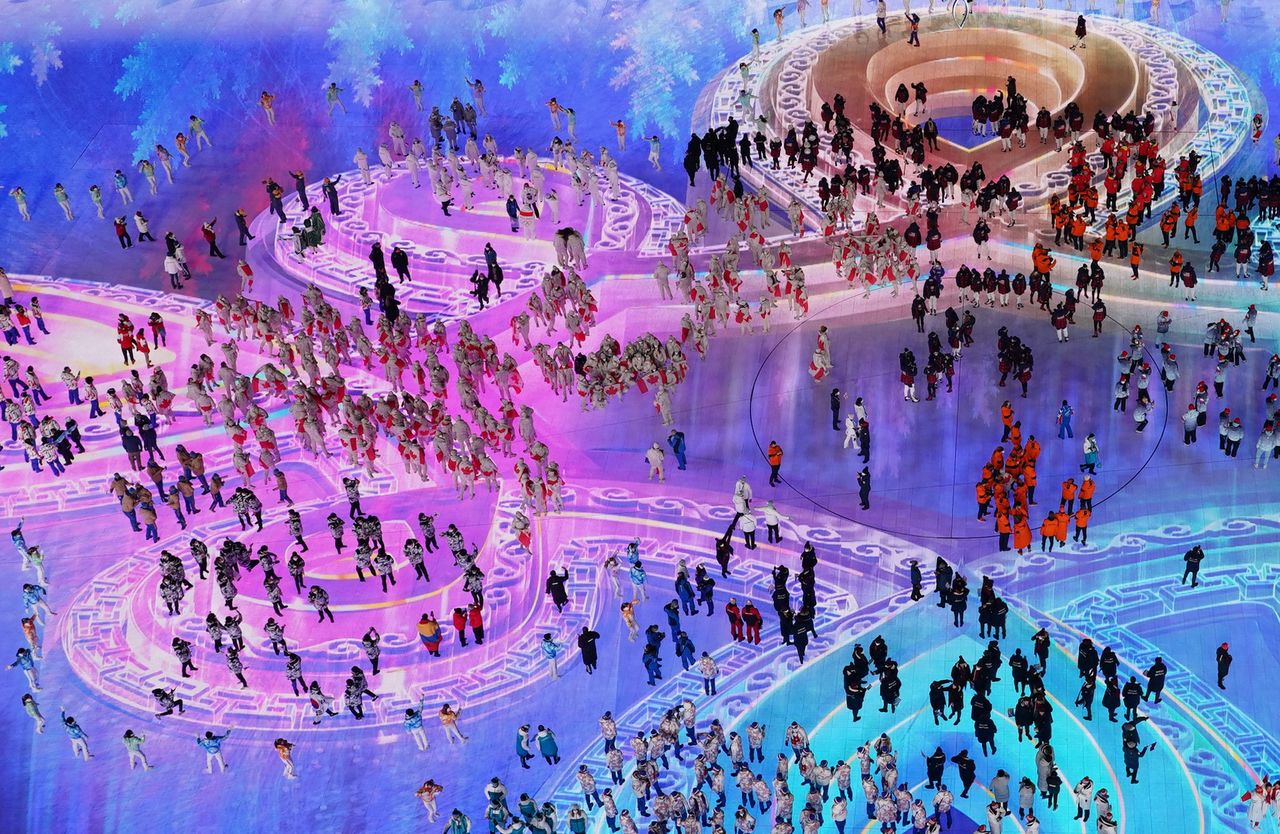 2022 Beijing Olympics - Closing Ceremony - National Stadium, Beijing, China - February 20, 2022. General view of athletes during the closing ceremony. REUTERS/Fabrizio Bensch