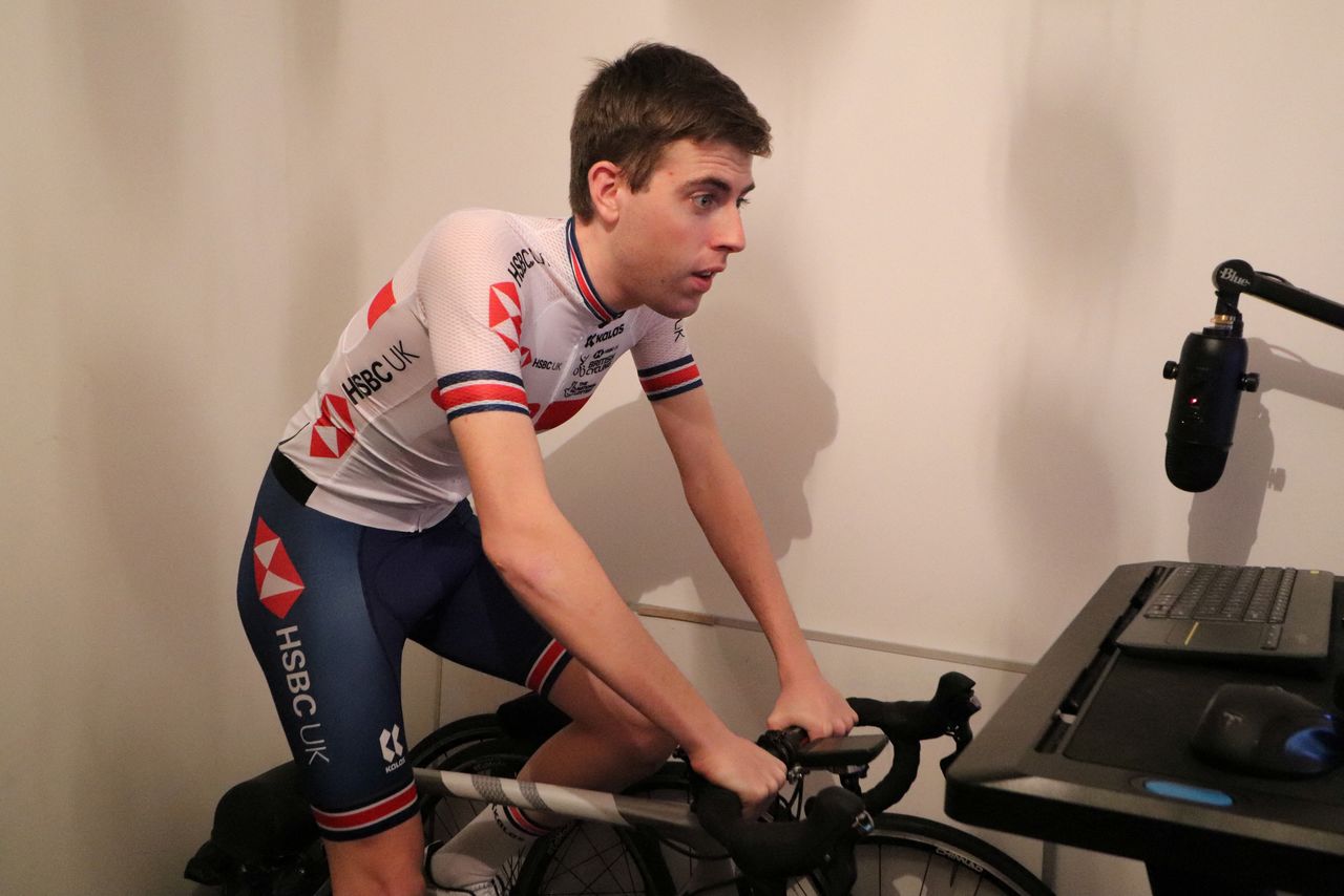 British Cycling team member Ed Laverack prepares for the UCI Esports World Championships as part of the British Cycling tea in Swansea, Britain February 2022. Picture taken February 2022. Ed Laverack/Handout via REUTERS