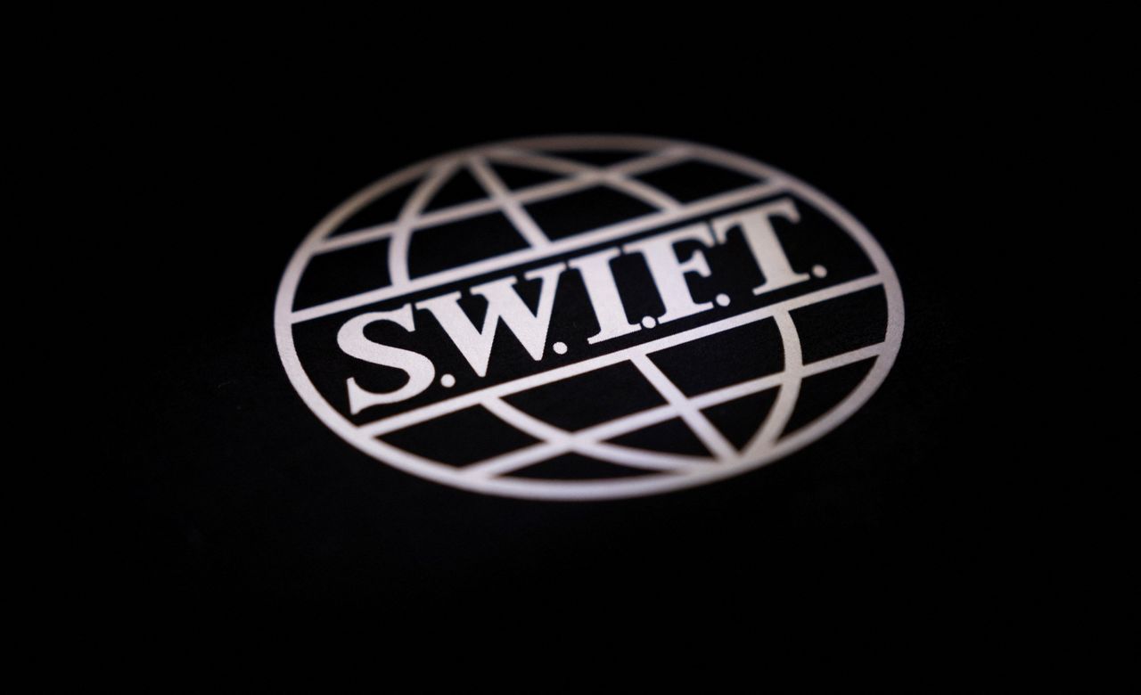 FILE PHOTO: Swift logo is seen in this illustration taken, Bosnia and Herzegovina, February 25, 2022. REUTERS/Dado Ruvic/Illustration