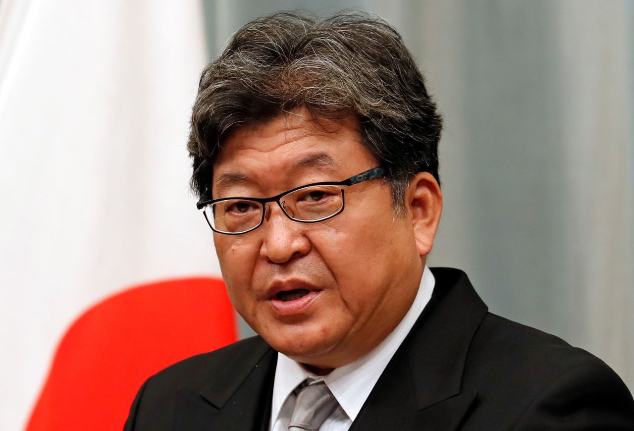 Koichi Hagiuda speaks at a news conference in Tokyo, Japan, September 16, 2020. REUTERS/Kim Kyung-Hoon/Files
