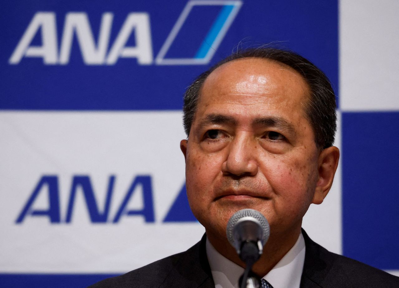 FILE PHOTO: All Nippon Airways (ANA) Holdings Inc. next President and CEO Koji Shibata attends a news conference in Tokyo, Japan February 10, 2022. REUTERS/Issei Kato