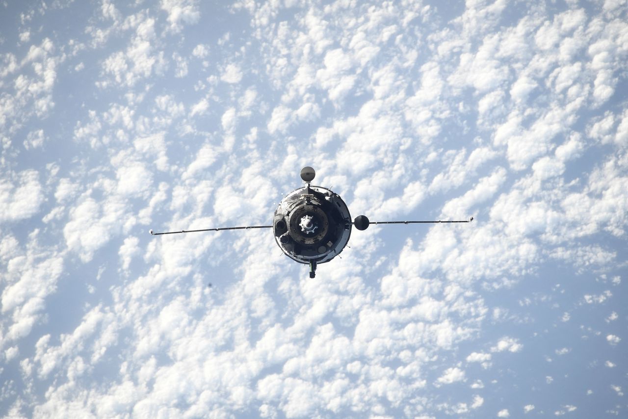 The Soyuz MS-21 spacecraft carrying Russian cosmonauts Oleg Artemyev, Denis Matveev and Sergey Korsakov is seen during its docking to the International Space Station (ISS) on March 18, 2022. Anton Shkaplerov/Roscosmos/Handout via REUTERS