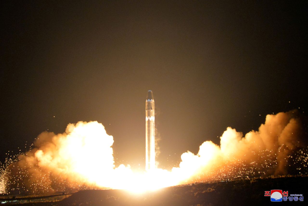 FILE PHOTO: A view of the newly developed intercontinental ballistic rocket Hwasong-15