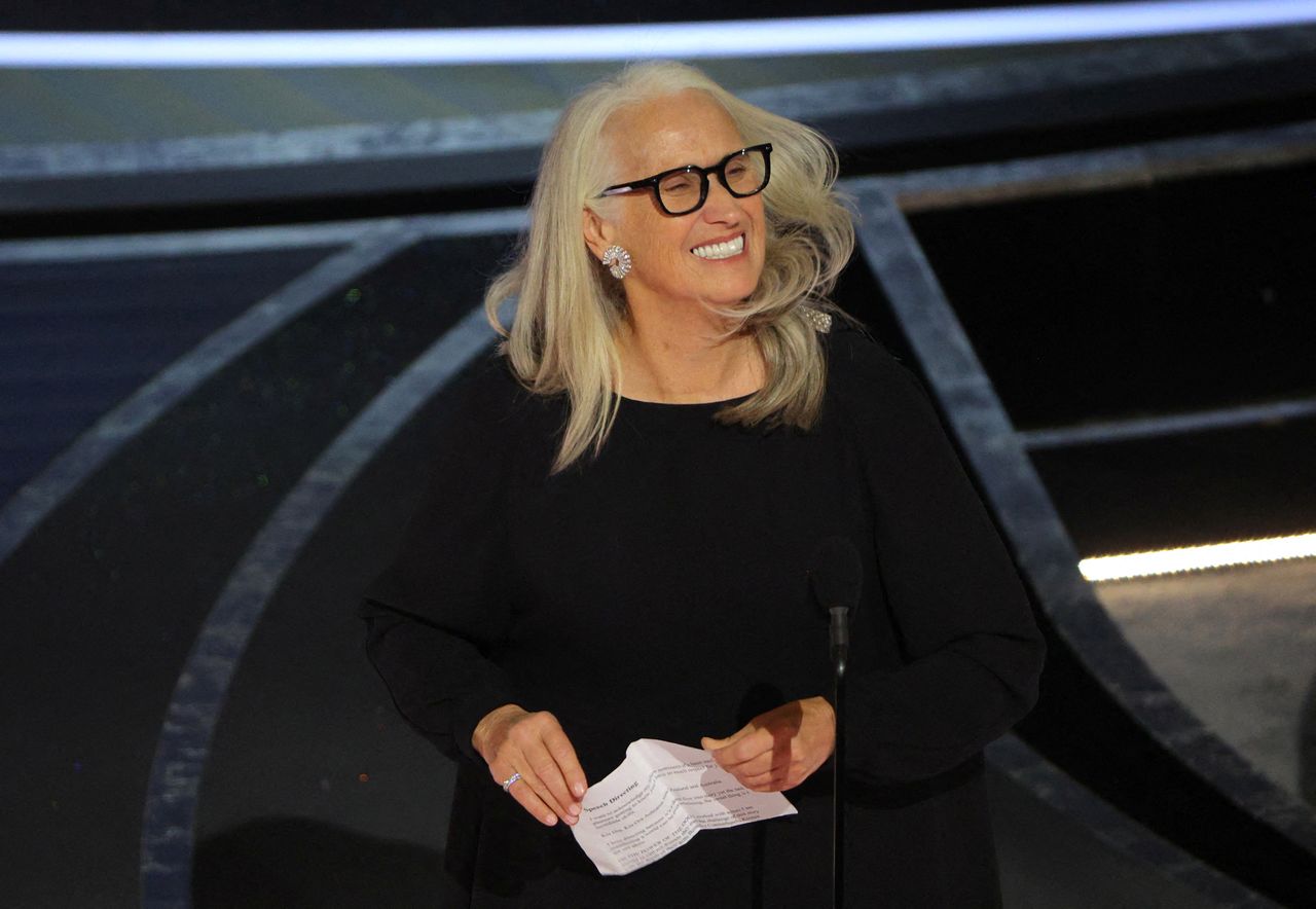 Jane Campion accepts the Oscar for Best Director for "The Power of the Dog" at the 94th Academy Awards in Hollywood, Los Angeles, California, U.S., March 27, 2022. REUTERS/Brian Snyder