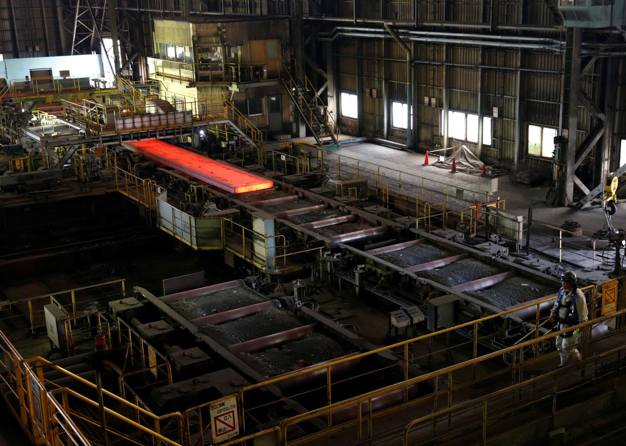 FILE PHOTO: A production line of Nippon Steel & Sumitomo Metal Corp.