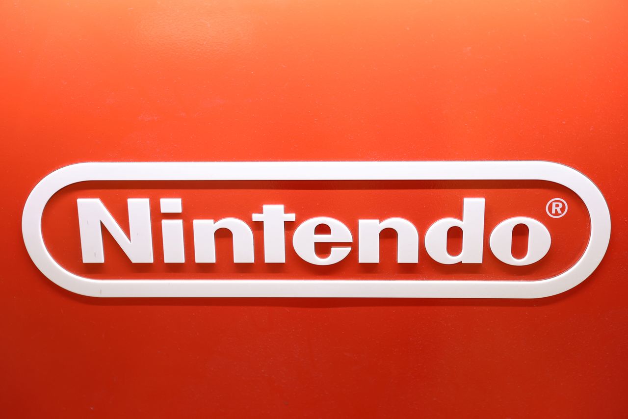 FILE PHOTO: Nintendo logo is seen in a GameStop in Manhattan, New York, U.S., December 7, 2021. REUTERS/Andrew Kelly
