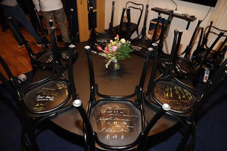 Chairs Signed by Japanese Laureates Displayed at Nobel Museum