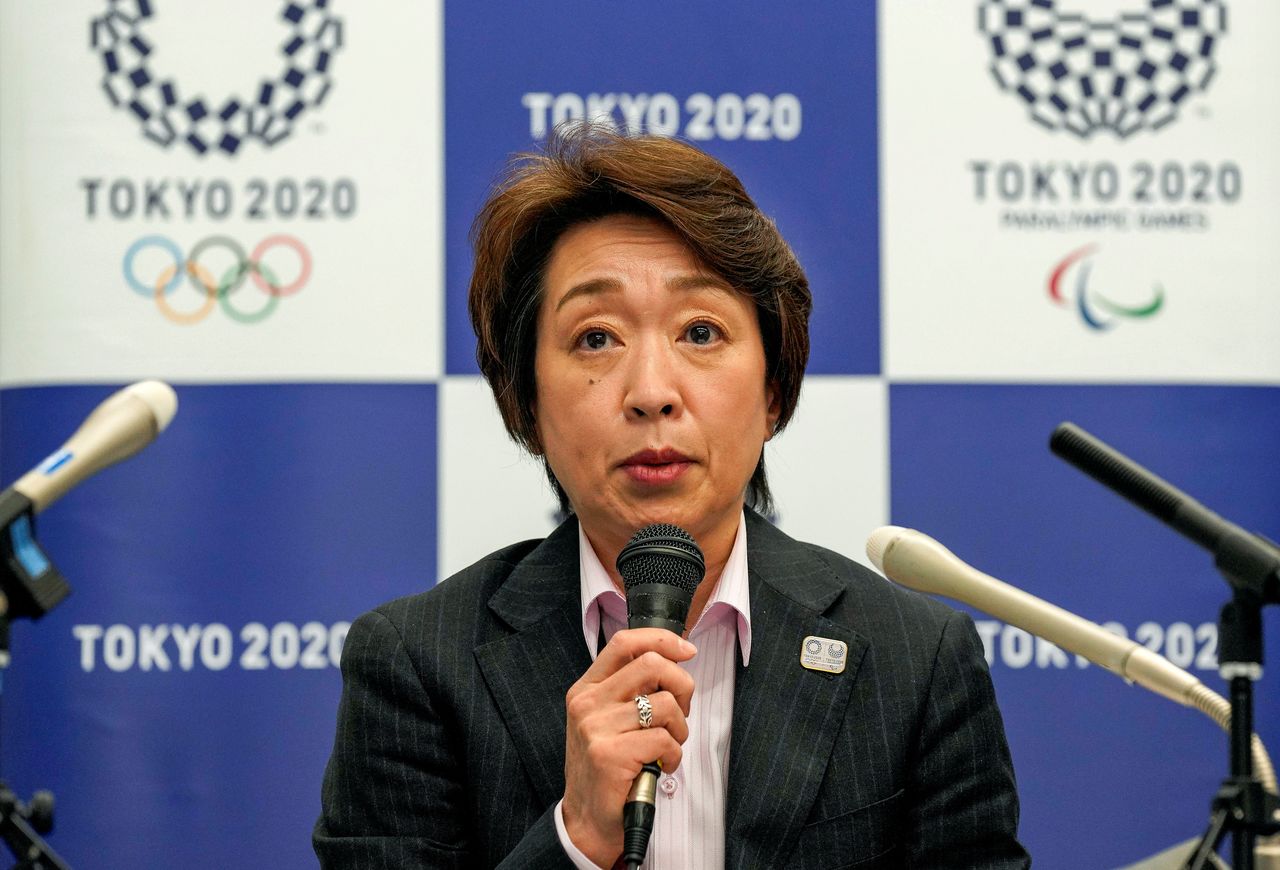 FILE PHOTO: Seiko Hashimoto, President of the Tokyo 2020 Organising Committee, speaks during a media briefing after a council meeting in Tokyo, Japan March 3, 2021. Kimimasa Mayama/Pool via REUTERS